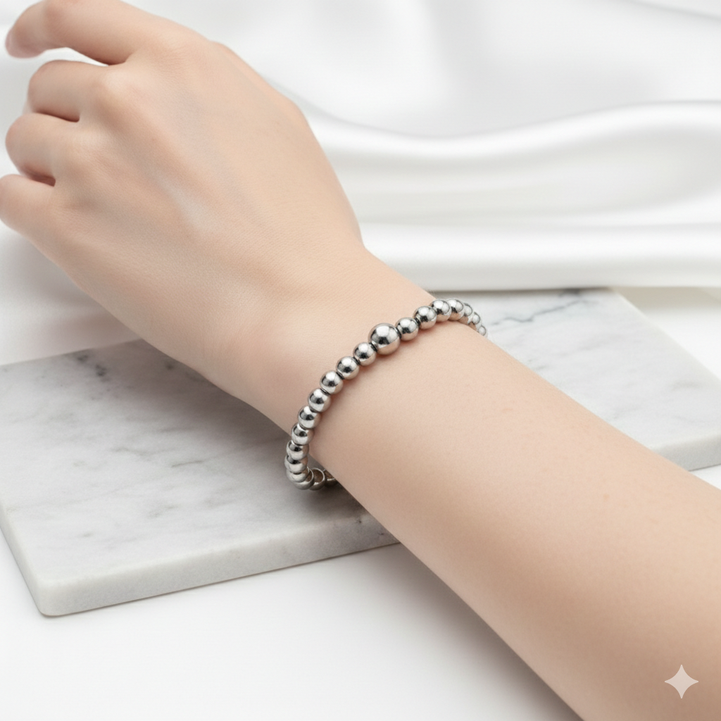 Pulseira bolinha Em Aço Inoxidável