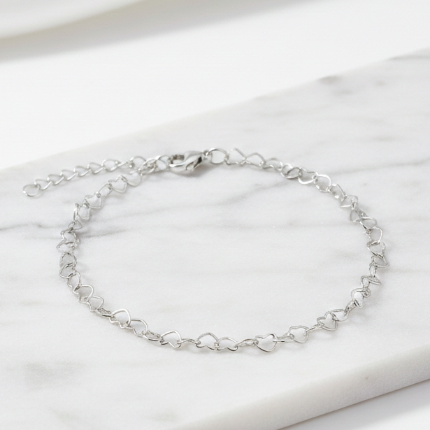 Pulseira Corações Entrelaçados Em Aço Inoxidável