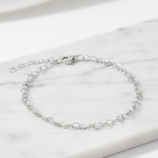 Pulseira Corações Entrelaçados Em Aço Inoxidável