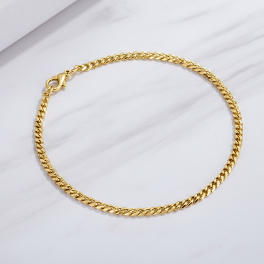 Pulseira Cubana Dourada Em Aço Inoxidável