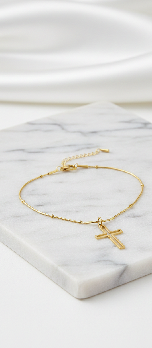 Pulseira Dourada bolinha crus