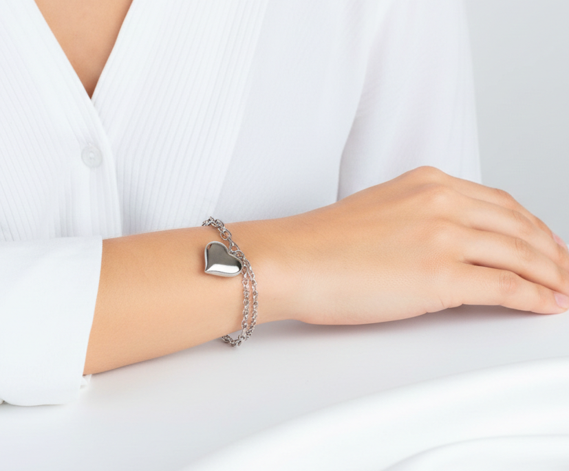 Pulseira Coração robusto Em Aço Inoxidável