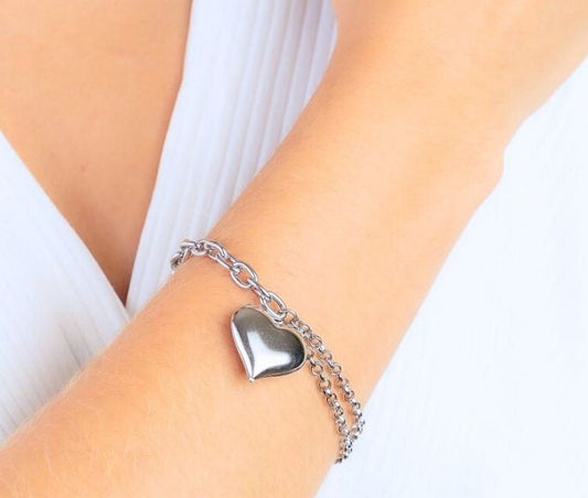 Pulseira Coração robusto Em Aço Inoxidável